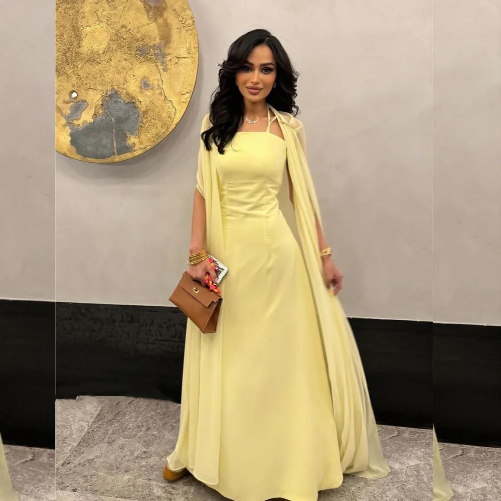 Jiayigong-vestido Midi de noche fruncido con cuello cuadrado, traje a medida, Arabia Saudita