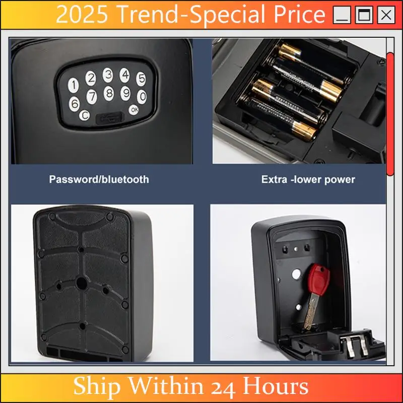 

CHYY Top TUYA Smart Key Box Bluetooth Storage Lock Box Smart Life App Wall Mount Security Anti-Theft Lockbox