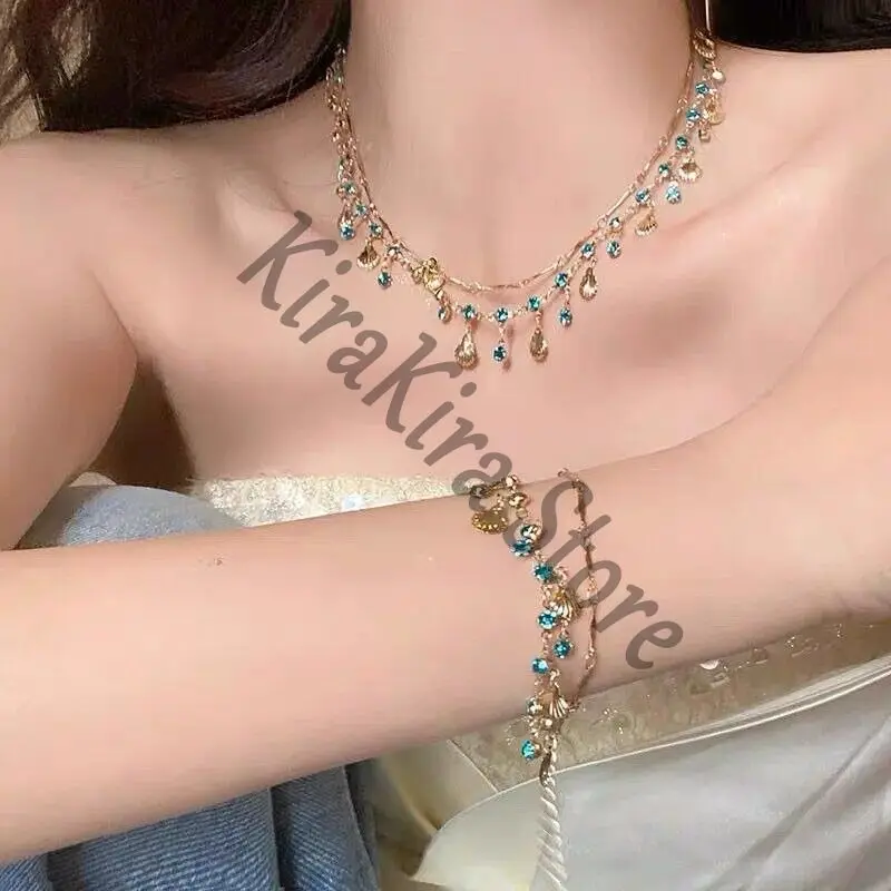 

Rafayel Shell Blue Gold Necklace Love and Deepspace Seashell Bracelet Jewelry Ornaments Cosplay Girl Accessory Hand Chain Gifts