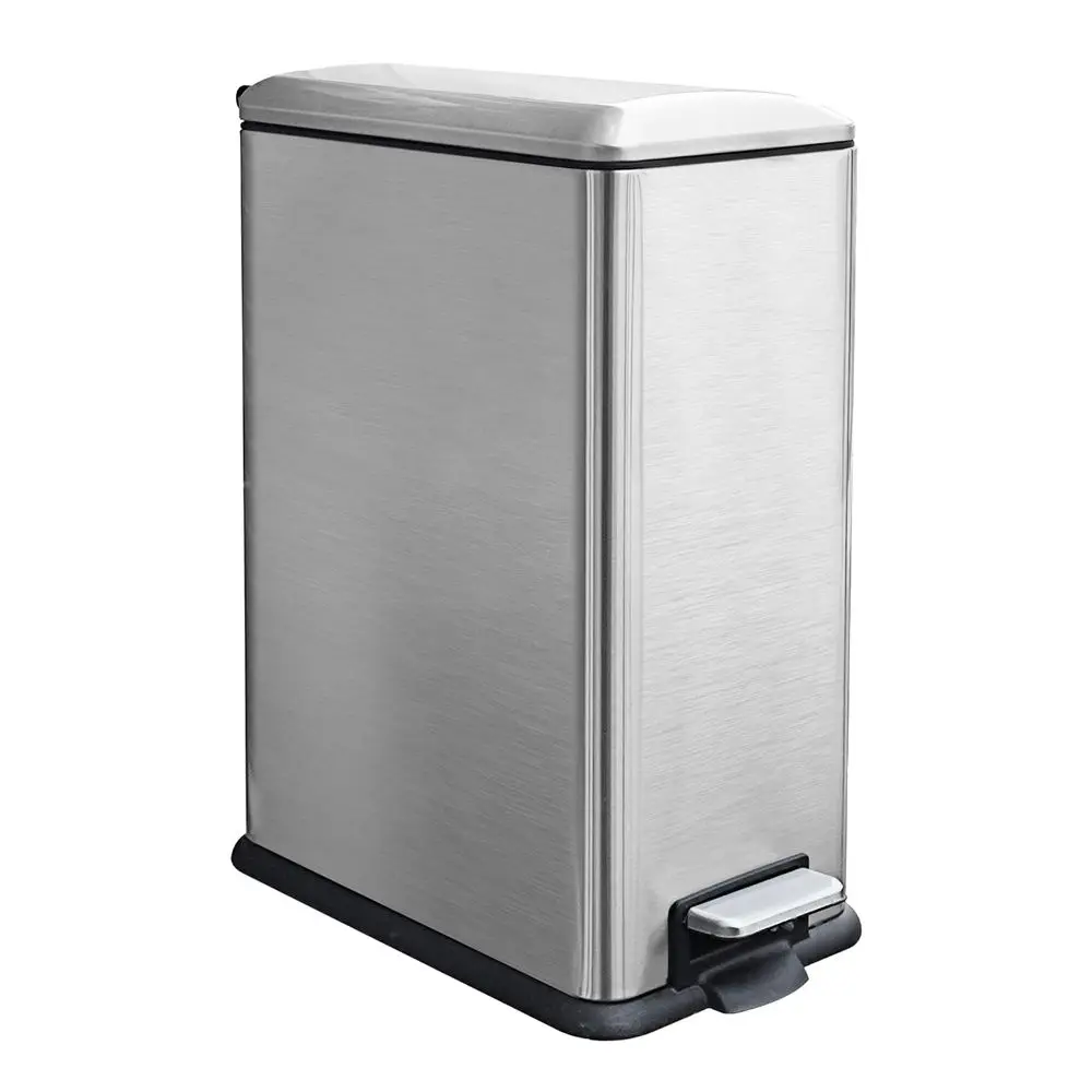 

12 Gallon Stainless Steel Step-On Trash Can with Lid, Slim Design, 45L Capacity, Silver