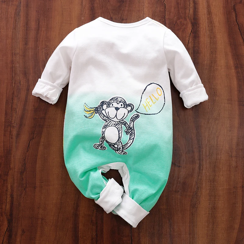 Spring And Autumn Boys And Girls Cute Cartoon Animal Print Cotton Comfortable Long Sleeve Baby Bodysuit