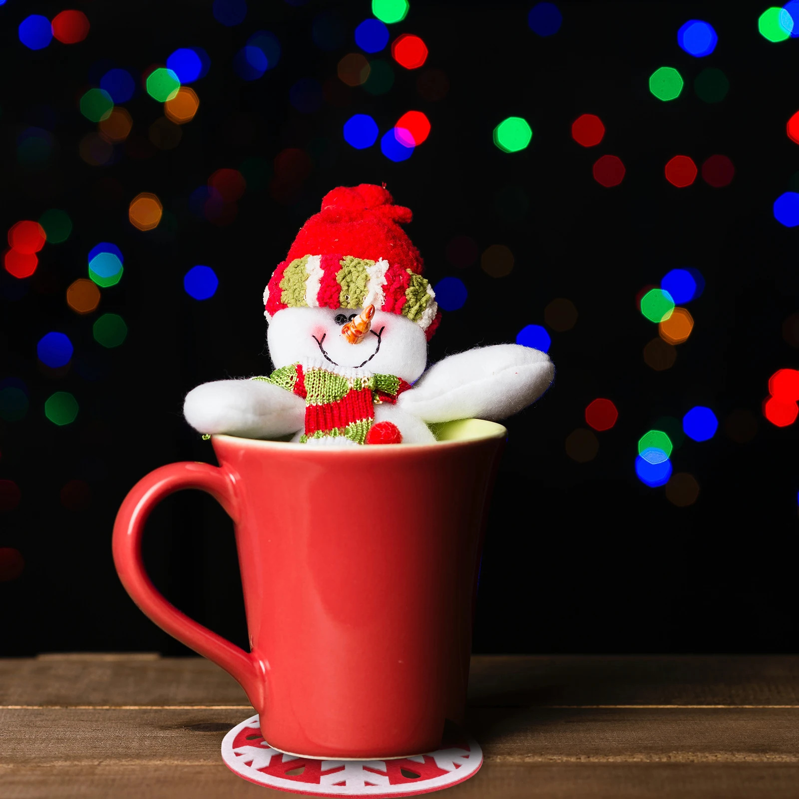 

12 Pcs Non-slip Heat Insulation Coaster Cup Coasters Felt Fabric Placemat Christmas Drink Round Themed