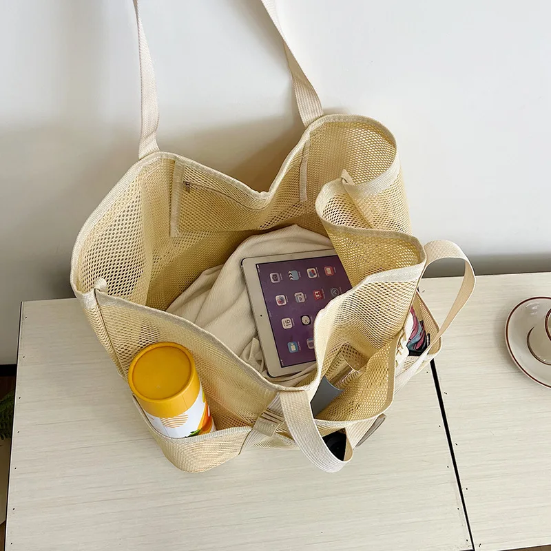 Foldable Lightweight Beach Bags Large Capacity Grocery Produce Tote Bag Beach Shoulder Bag Women's Casual Shopping Bags image 6