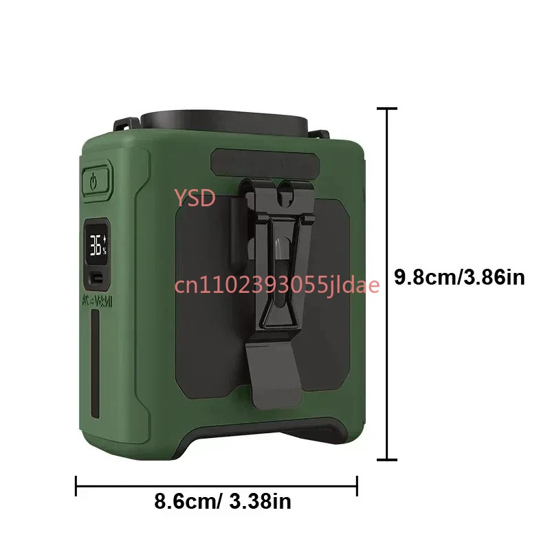 Hanging Waist Cooling Fan 10000mAh Power Bank 5 Speed Adjustable with LED Lighting for Outdoor Working