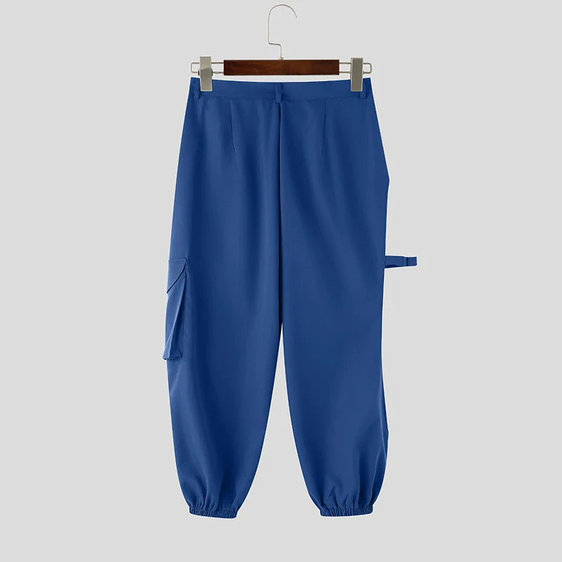 INCERUN Men Pants Solid Button Hollow Out Fashion Cargo Pants For Man Streetwear Joggers 2026 Fashion Casual Trousers Pantalones