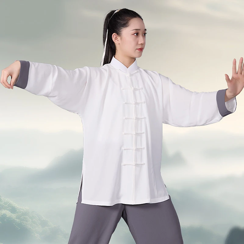 Pearl Gauze Tai Chi Suit, Breathable All-Season Performance & Practice Wear, Unisex Two-Tone Baduanjin Uniform