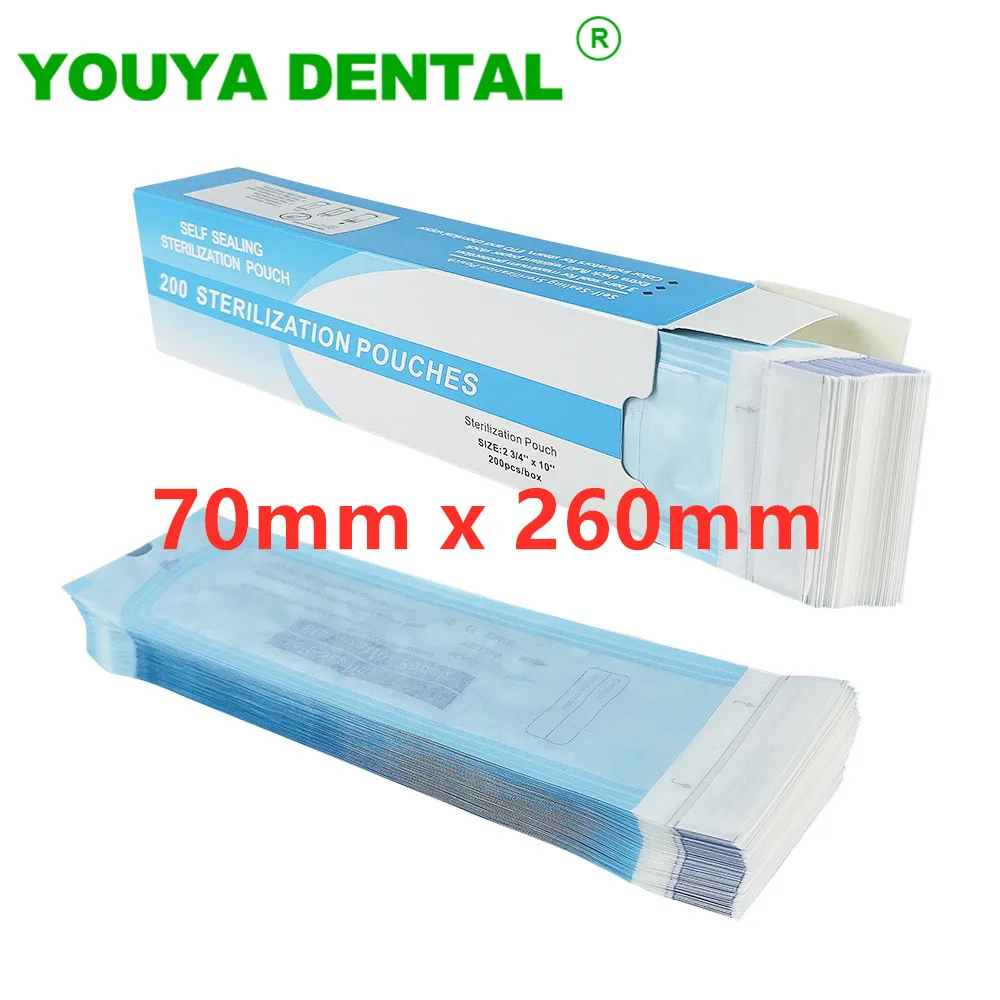 

200pcs/box Dental Disposable Autoclave Sterilization Self-Sealing Pouches Bags Medical Grade Paper Dental Nail Art Accessories