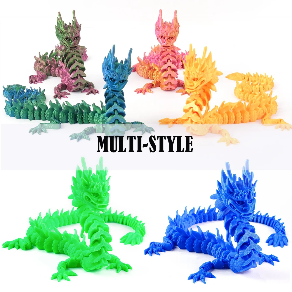 3D Printed Toys Dragon Model Multi-joint Ornament Realistic Animal Figures Decorations Relieving Desktop Boys Gifts Novelty Toy