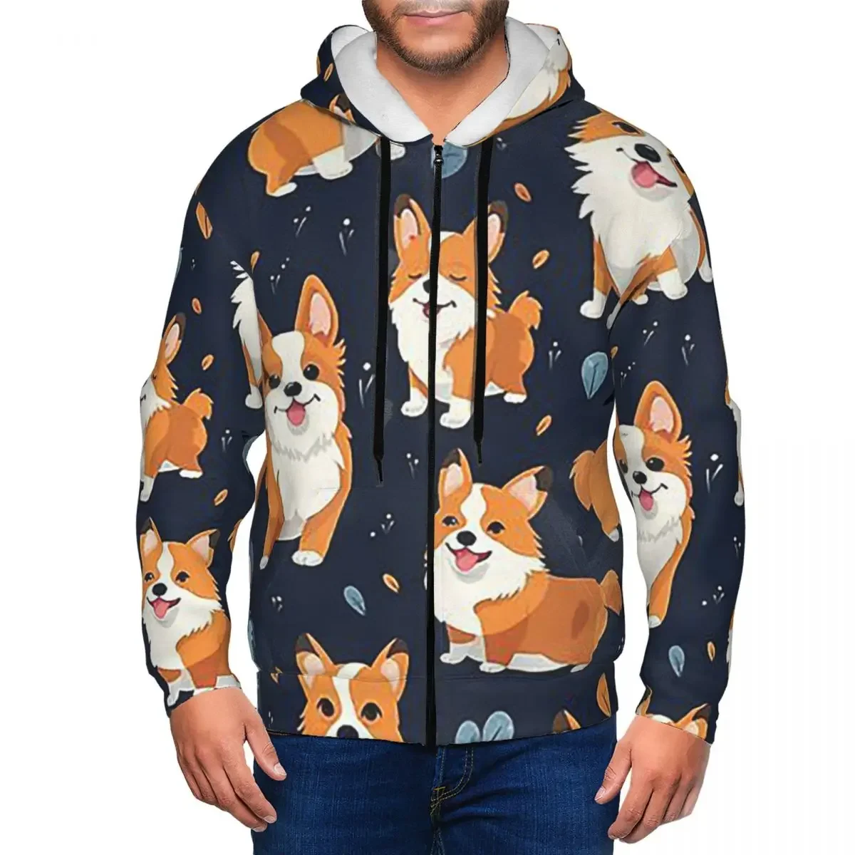 

Толстовки на молнии Jolly Corgis, пуловер в стиле Харадзюку, осень-зима, мужская и женская толстовка, топы с длинными рукавами