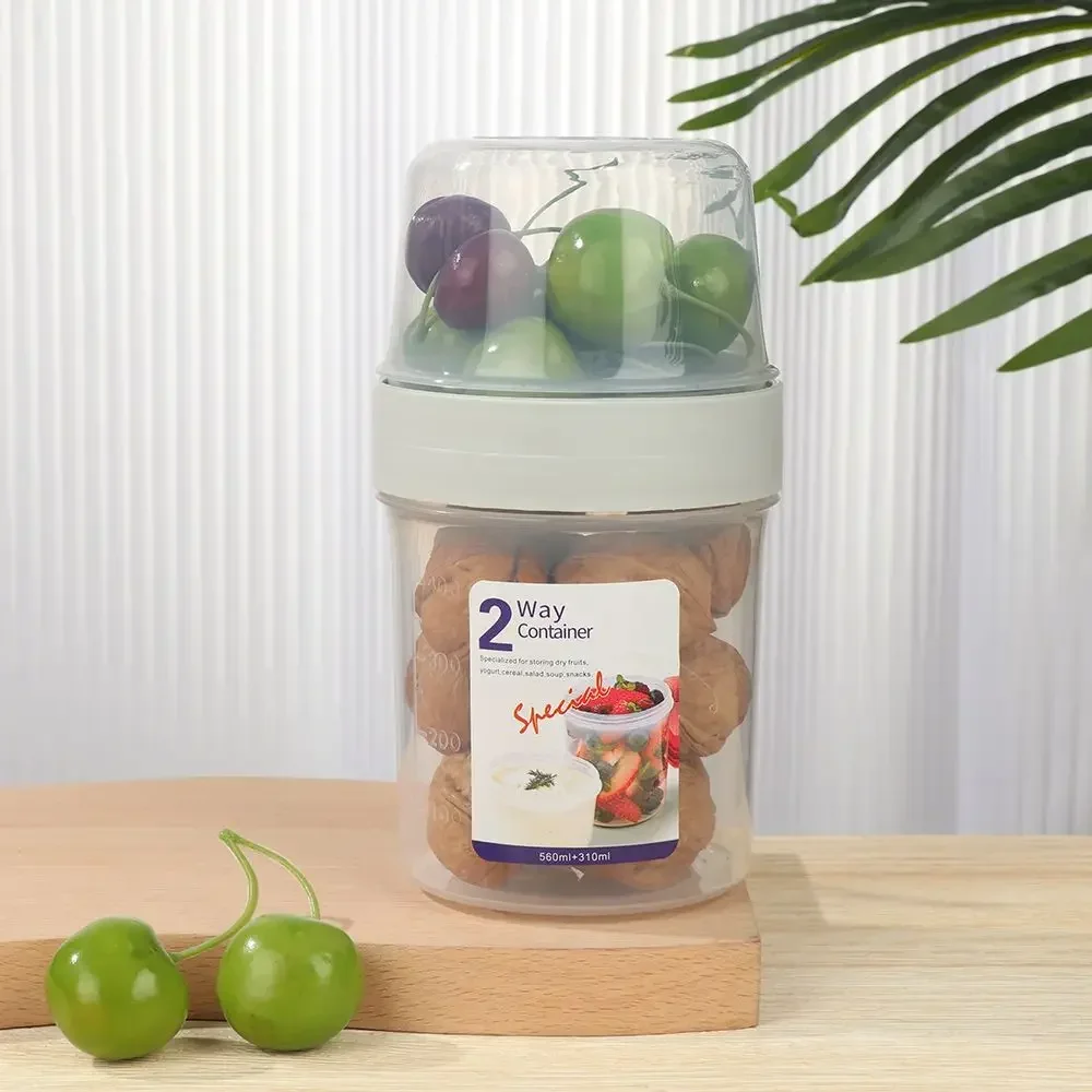 Fresh-keeping Food Container Salad Yogurt Box Container For Cereals Double-layered Portable Travel Storage Jars Kitchen Accessor