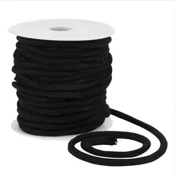 27.34 Yards Black Drawstring Replacement Rope 6mm Polycotton Soft Drawstring Cord Replacement with Plastic Spool for Coats Pants
