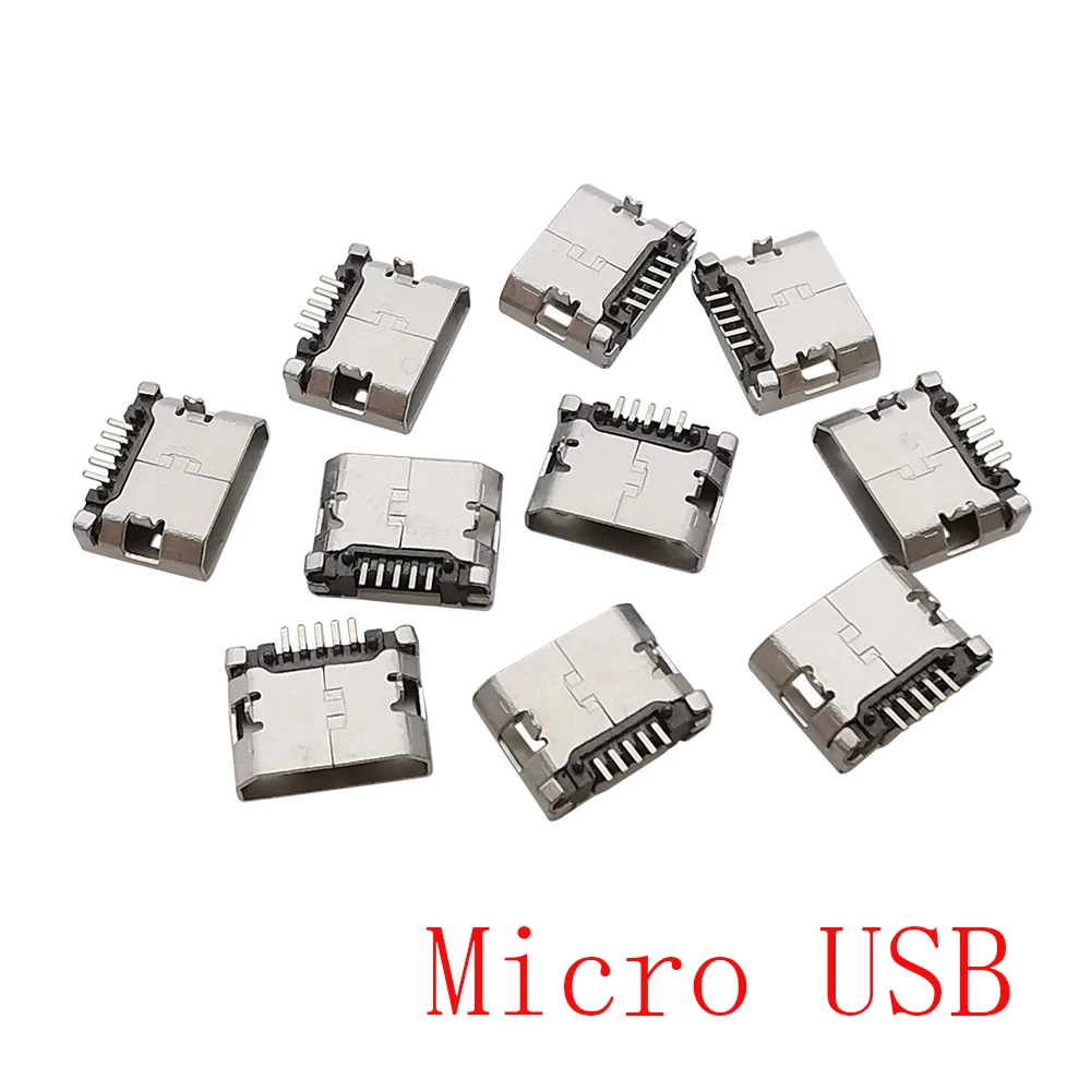 10 шт. Micro USB Type B Женский 5Pin SMD пайка USB порты и разъёмы разъем хвост разъем для телефона Android разъем данных ремонт Замена