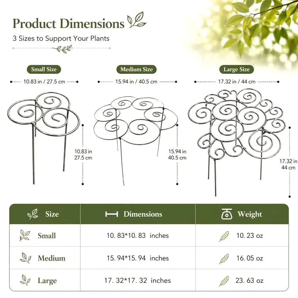 Metal Plant Support Ring for Garden, Peony Cage Support Stand, Decorative Grow Through Rings, Orchid Stackable Houseplant Stake