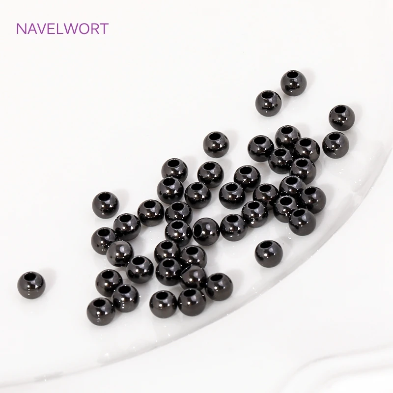2/3/4mm Brass Metal Black Color Round Spacer Beads Loose Beads,Beads Separators,For DIY Jewelry Making Accessories Findings