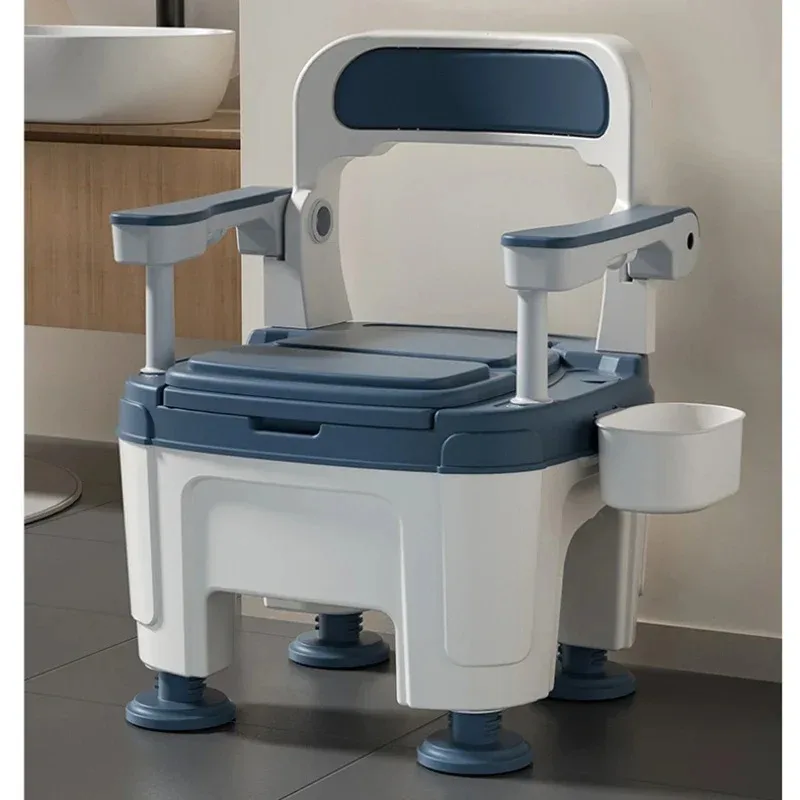 Foldable Armrest Toilet Chair Height Ajustable Portable Adult Commode For Elderly Patients Pregnant Woman Potty Chair Plastic