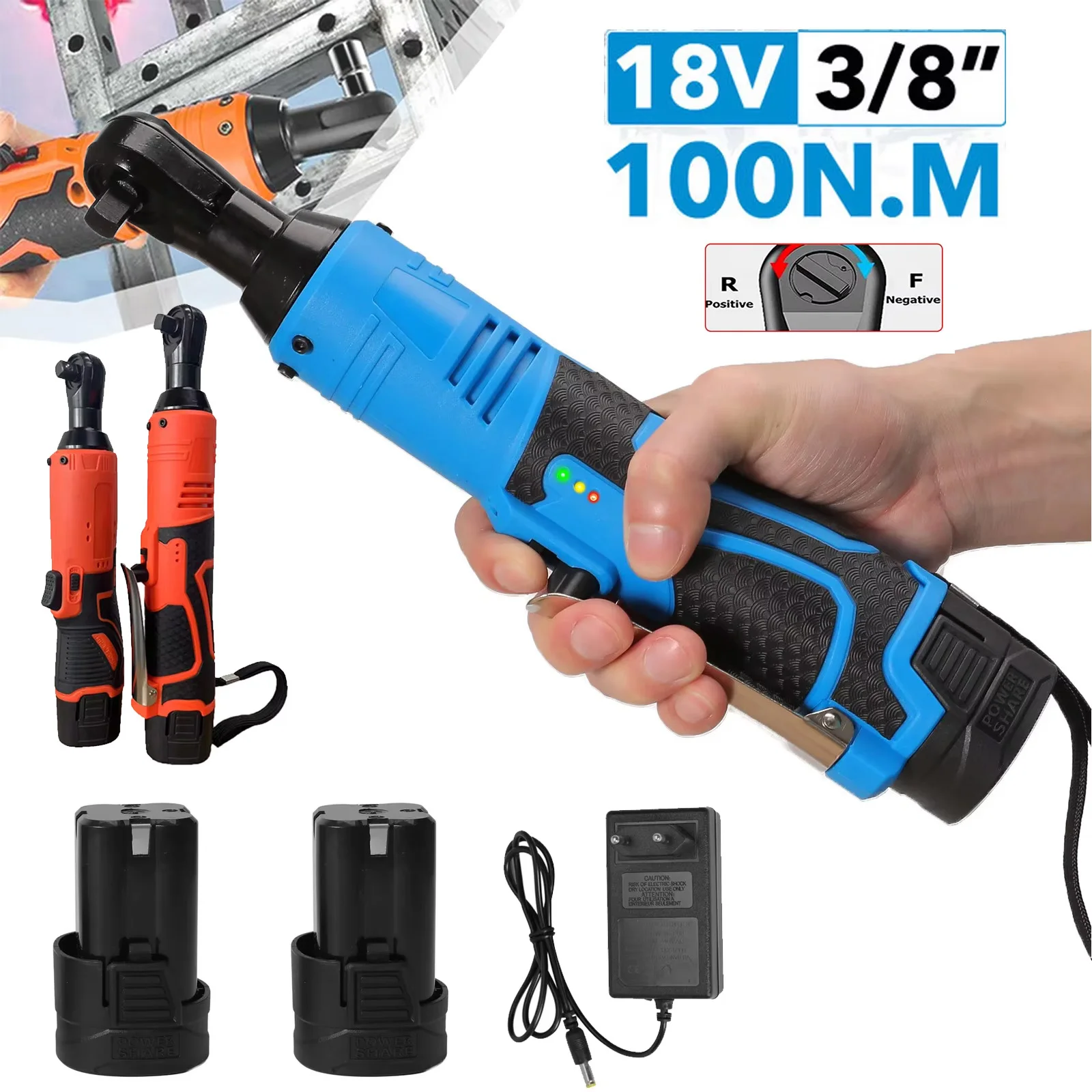 Clé à cliquet sans fil 3/8 pouces, tournevis électrique Rechargeable, retrait d'écrou de vis, outils de réparation automobile, clé à chocs, outil électrique