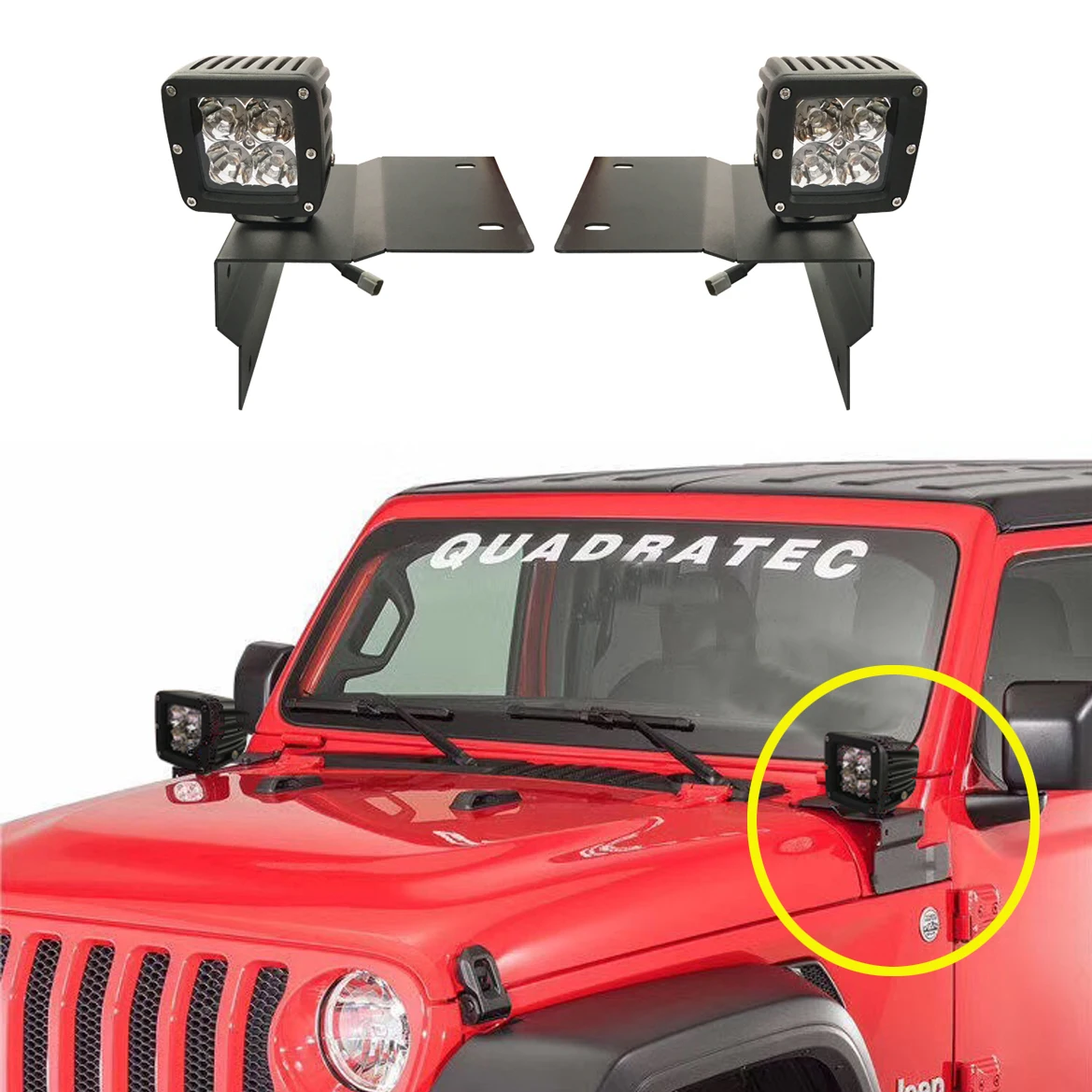 

Lantsun JL1055 A-pillar LED light bracket with led lights and wire for jeep for wrangler JL 2018+