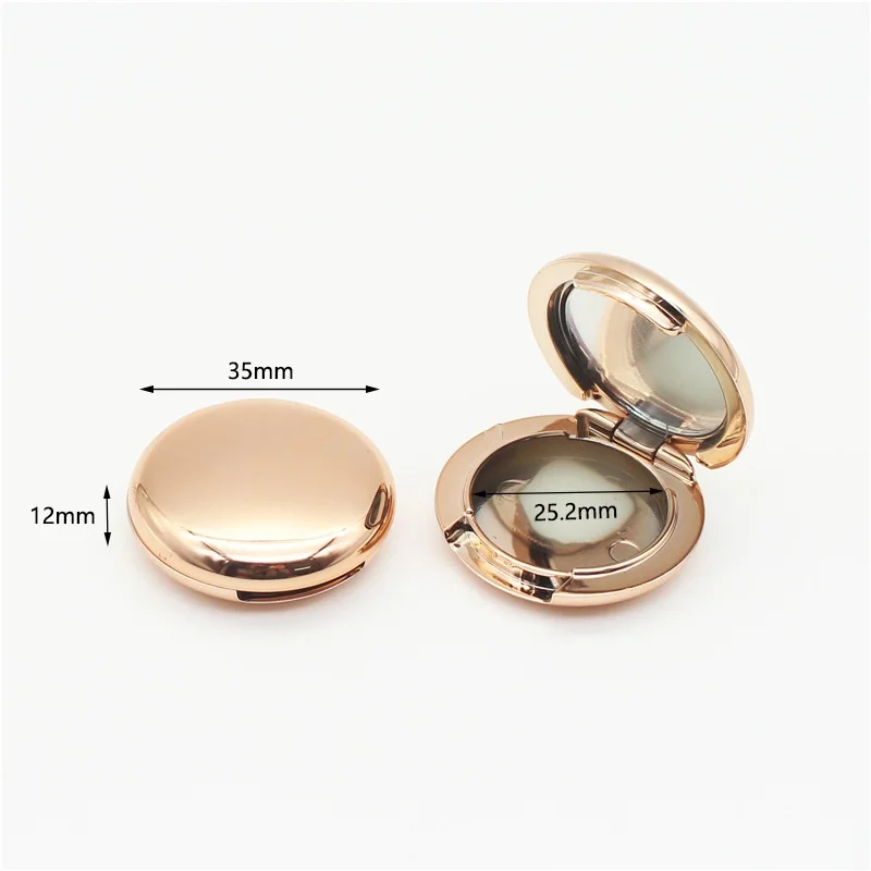 50pcs Mini Gold Round Cosmetic Powder Case 25mm Empty Blush Lipthick Compacts Refillable Container Eyeshadow Box with Mirror