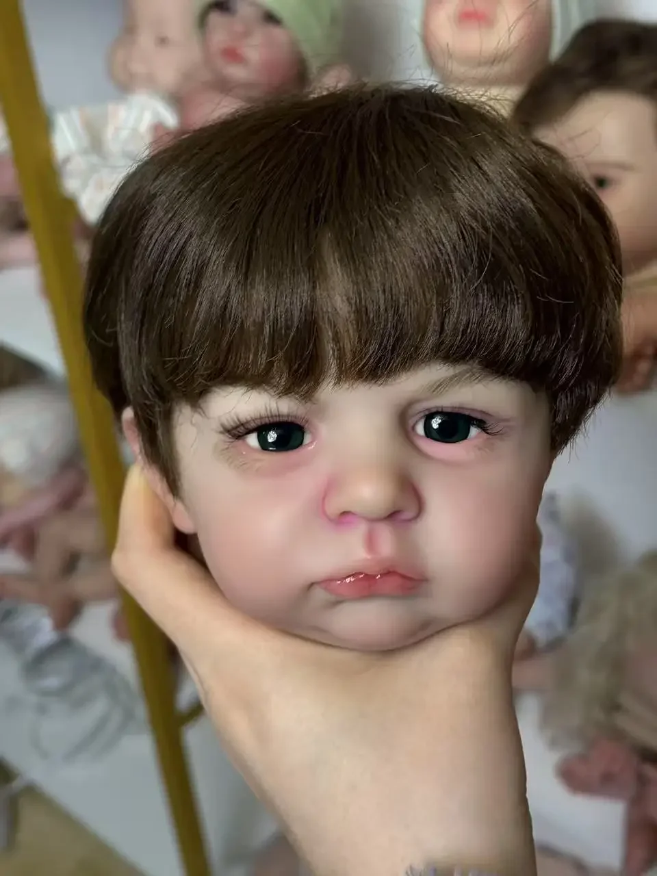 DLS personalizado suministro limitado 23 pulgadas Reborn Baby Cameron con pelo enraizado a mano pieza DIY pintada con cuerpo de tela