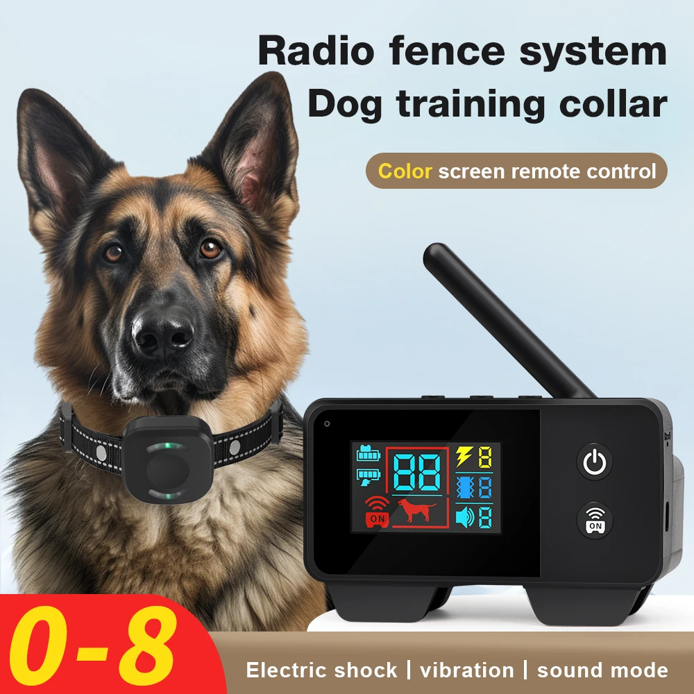 480M Dog Wireless Electric Fence Electric Shock Vibration Sound 3 Modes Color Screen Display Dog Training Collar Pet Supplies