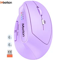 Ratón inalámbrico Bluetooth vertical para diestros Meetion Mishen, ergonómico, recargable, RGB, 2400DPI, 6 botones para tabletas y portátiles