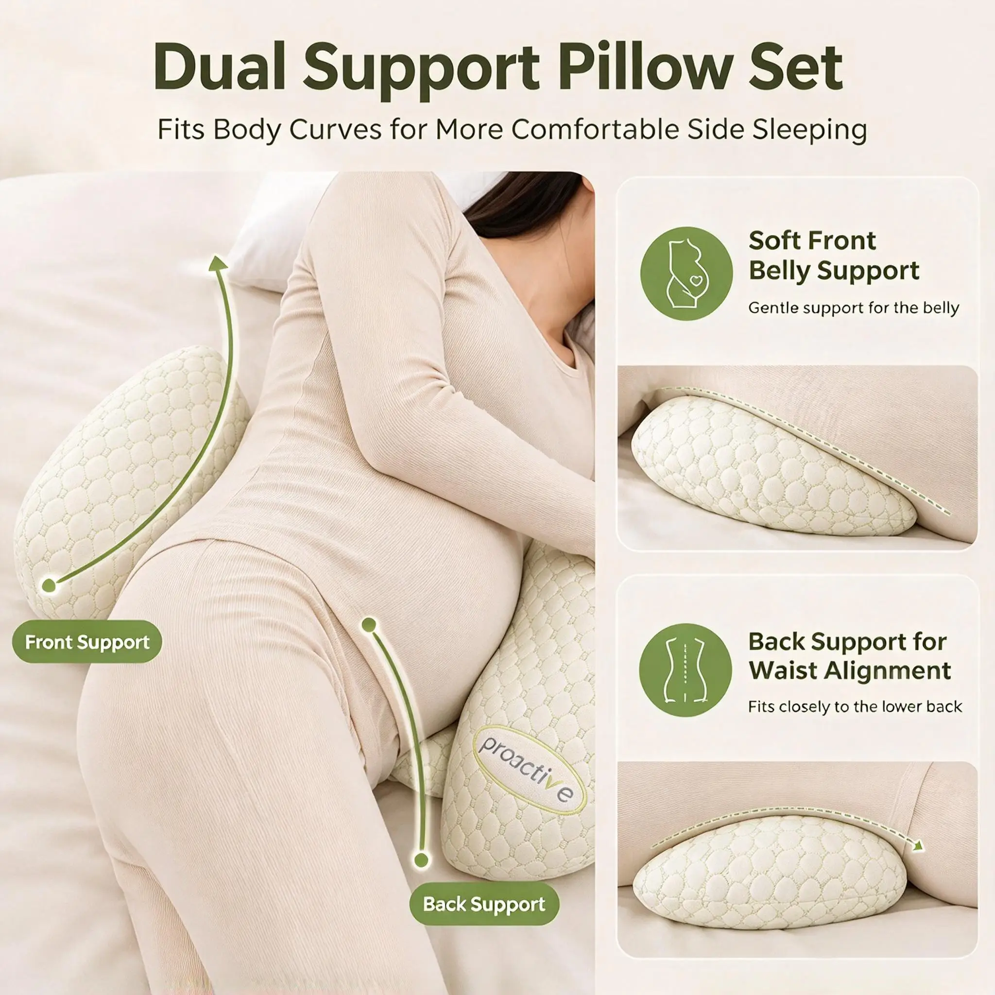 Pregnancy Pillow for Side Sleeping Adjustable Maternity Body Pillow Waist & Belly Support Machine Washable Multi Use Postpartum