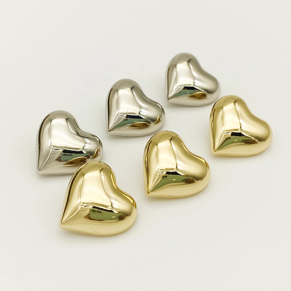 

10pcs Mirror Finish Heart-Shaped Metal Buttons for Dresses, Bags, (15/20mm) Gold & Silver Fashion Minimalist Sewing Accessories