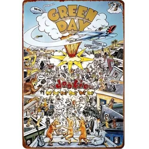 Green Day Dookie Vintage Metal Sign 90s Alternative Rock Tin Sign 12x8 Inch