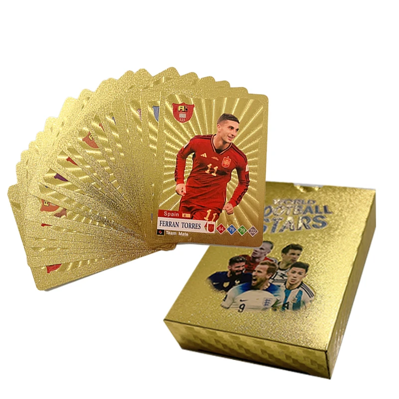 27/55PCS World Football Stars Limited Edition Gold Card Plastic Material Football Player Children's Fan Toy Card Birthday Gifts