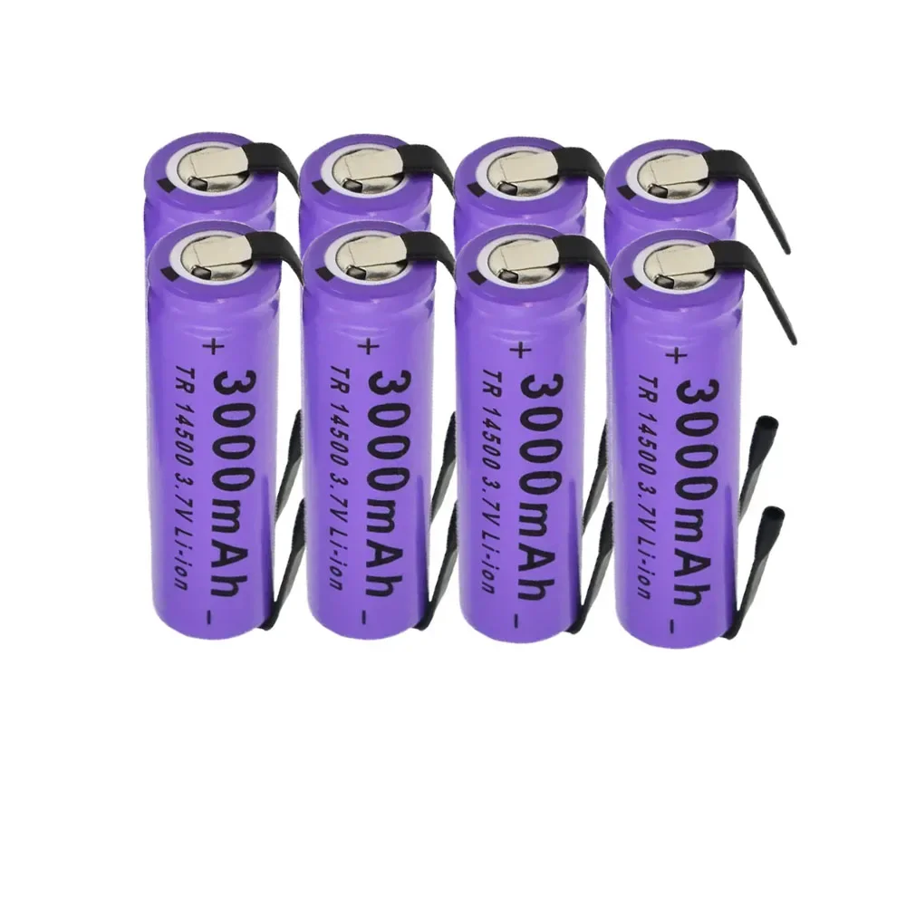 14500 Lithium Battery ICR 3.7V 3000mAh Rechargeable Battery LED Flashlight Soldered Nickel Sheet Battery Electronic Equipment