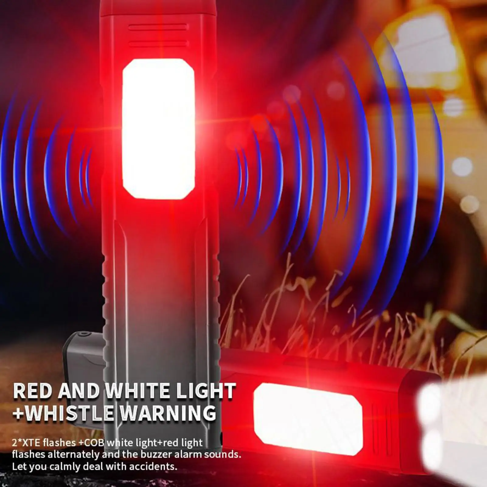 

Магнитный фонарик, светодиодный рабочий фонарик, перезаряжаемый USB-зарядка, портативный фонарик с зуммером, яркий ночник для пеших прогулок