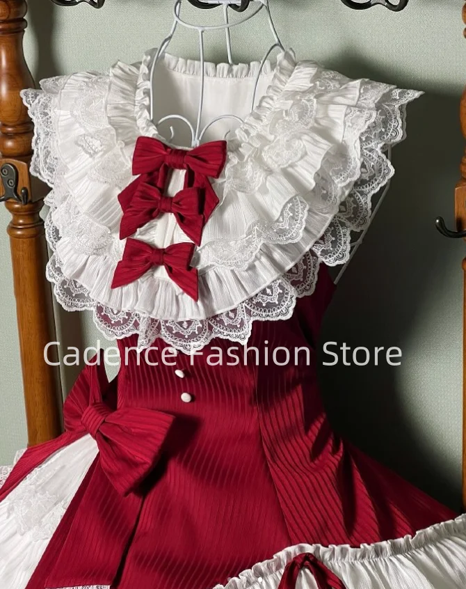 Customized  Sweet Lolita Short Puffy Dresses Strappy Back Cute Bow Delicate Lace Prom Dresses Multicolor