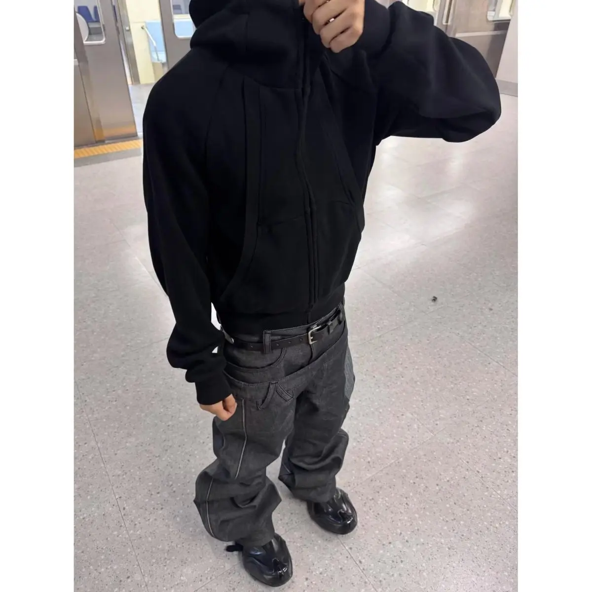 Men's Patchwork Design Vintage Thin Jeans Spring Street Trousers Young Boys Sweatpants Male Straight Loose Casual Wide Leg Pants view 2