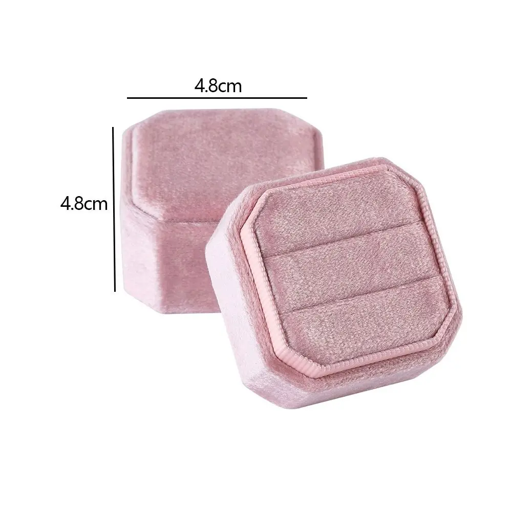 High-quality Velvet Jewelry Box Octagon Square With Detachable Lid Ring Display Box Exquisite Double Ring Storage Case Wedding
