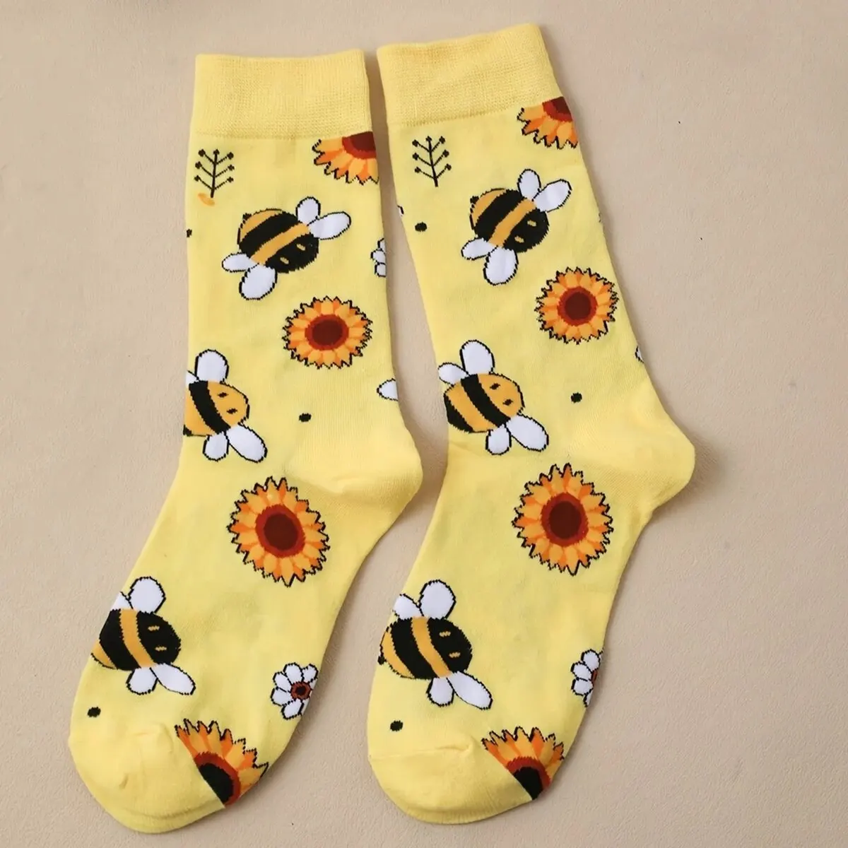 1 Pair Fashion Unisex Socks Cartoon Animal Plants Print Cute Middle Tube Socks Suit In All Seasons For Daily