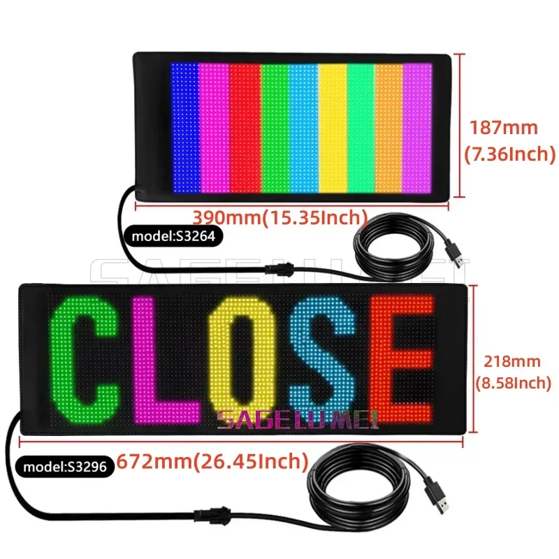 LED Screen Sign Advertising RGB Foldable Scrolling Message display Board App Soft Flexible Led Panel Car Rear Window Display APP