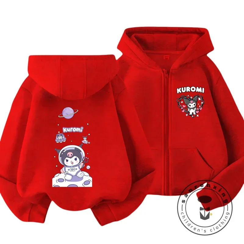 Kids Girls Kuromi Anime Hoodies Long Sleeve Sweatshirts Children Autumn and Winter 3 14 Years Old Cartoon Casual Hooded Tops