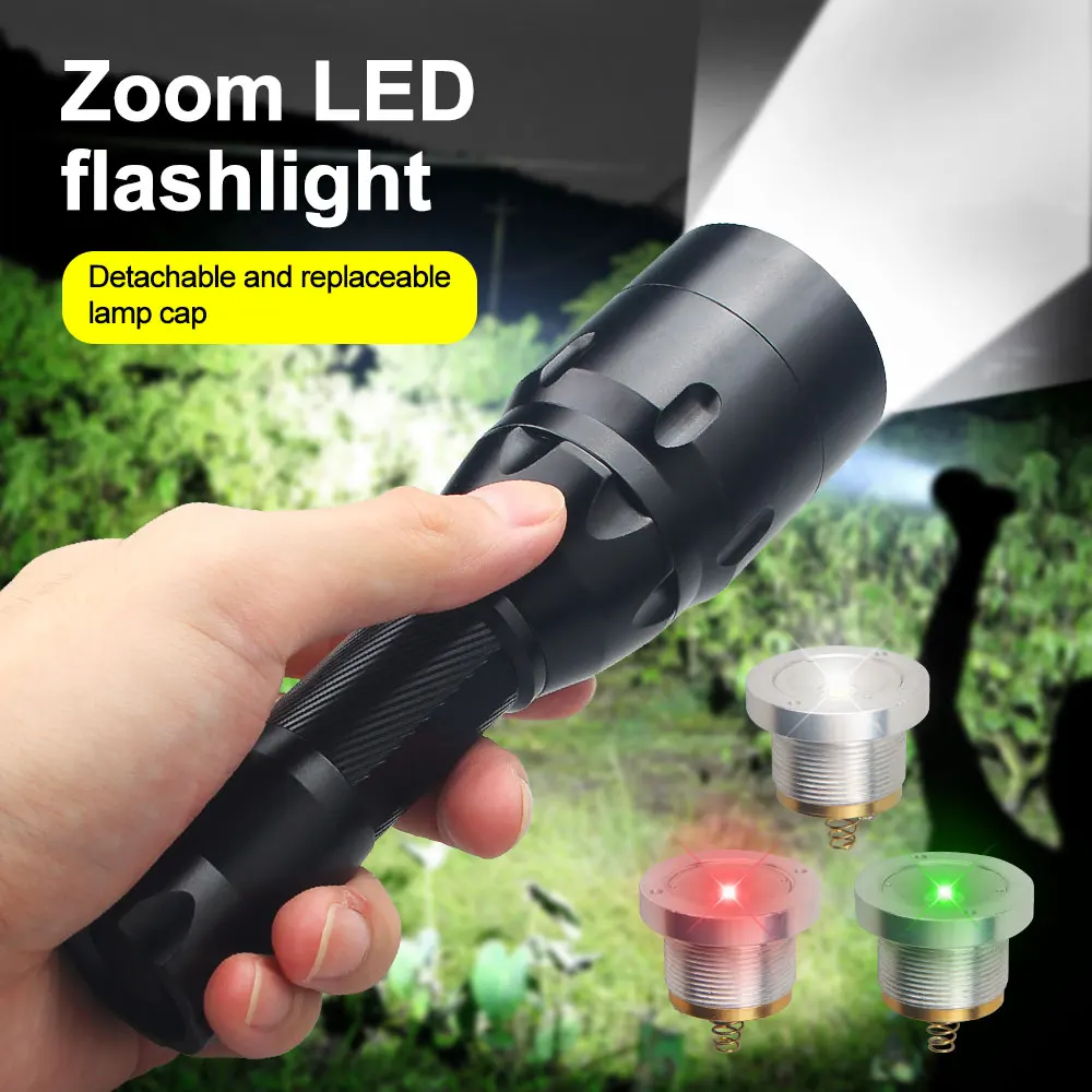 White/XPE Green/Red/IR Flashlight Led Tactical Night Hunting Flashlight Torch Weapon Gun Light+Remote Switch+18650+USB Charger