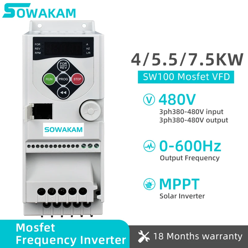 Conversor de frequência trifásico 380v 480v vfd 4/5.5/7.5kw para unidade de frequência variável ac controlador de velocidade do motor conversor inversor