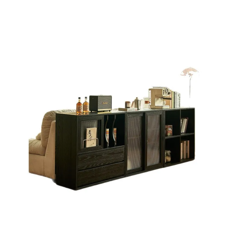 

Nordic retro solid wood free combination cabinet living room storage bookcase locker integrated floor locker small apartment
