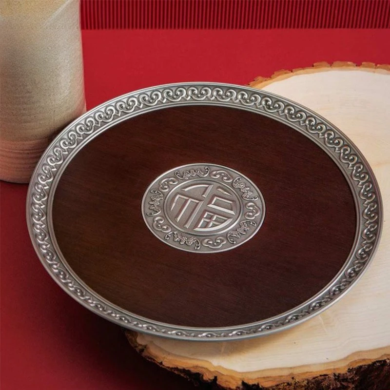 Hand-carved tin, parlor tray, dried fruit tray