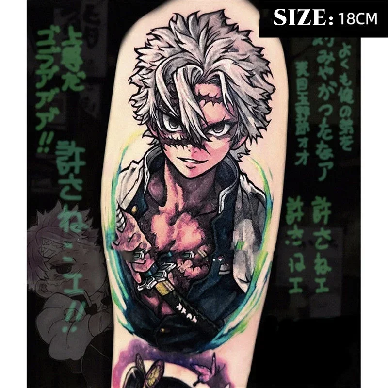 

Anime Temporary Tattoos Waterproof Fake Tattoo Sticker Demon Slayer Shinazugawa Sanemi Body Art Tatoo Body Sticker for Woman Man
