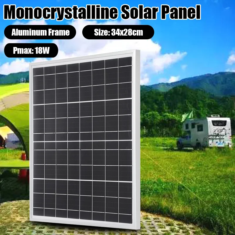 High Quality New 18W Solar Panel Aluminum Frame Monocrystalline Power Portable Outdoor Camping Rechargeable Solar Charging Panel