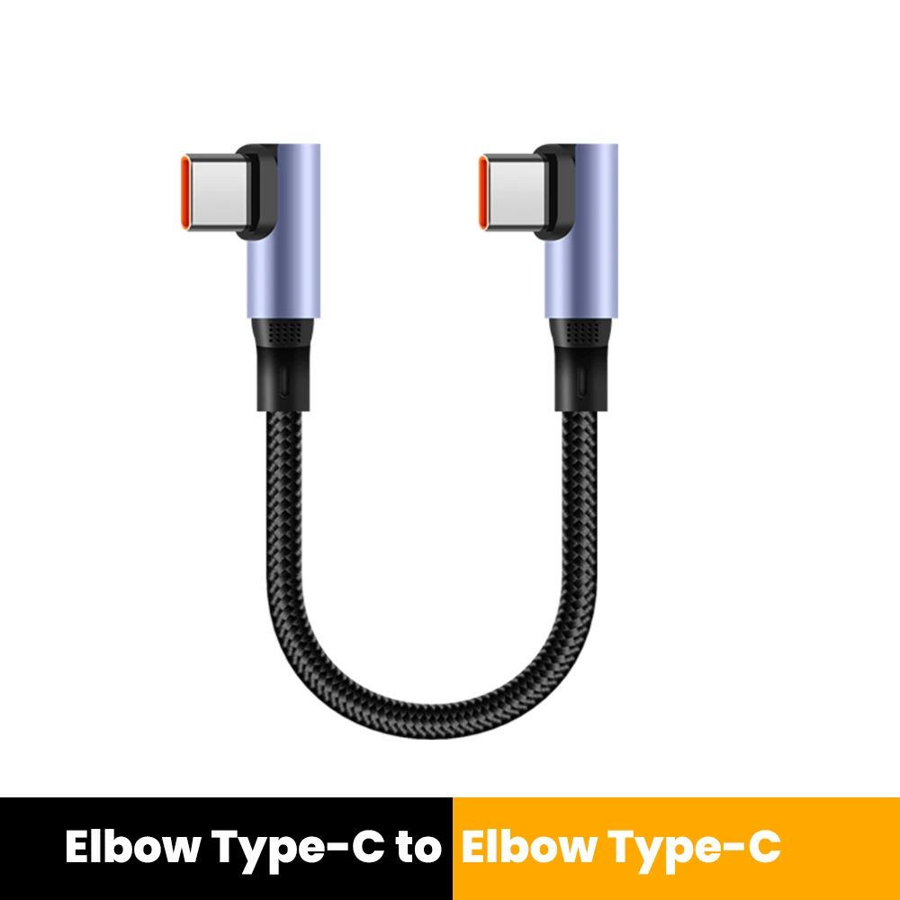 15 CM 30 CM Dual Elleboog Type C naar Type C Kabel 90 Graden Korte Power Bank Snel Opladen USB C Data Cord Voor iPhone 15 16 Samsung