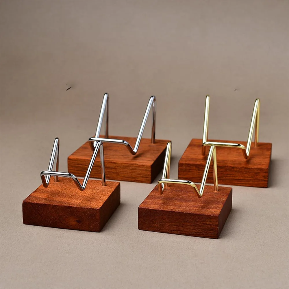 Wooden Base Metal Bracket Crystal Sphere Stand Holder Adjustable Mineral Specimen Display Base for Agate Slices