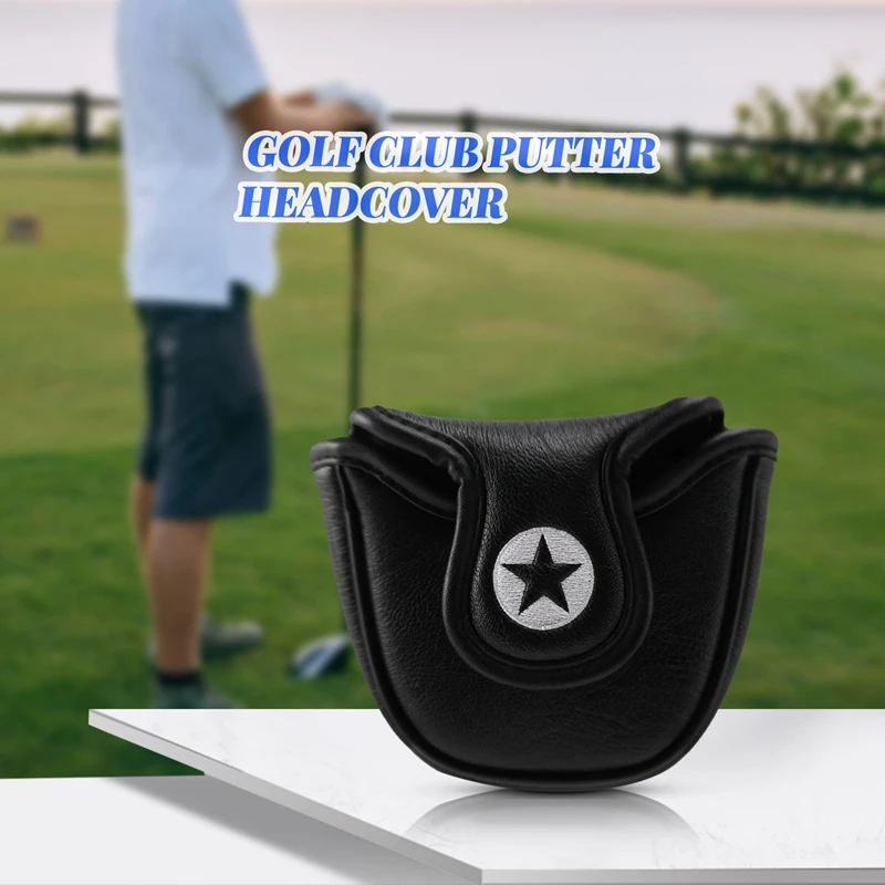 -[Cilae-17R] 1Pc PU Leather With Shark Embroidery Magnet Golf Mallet Putter Head Cover Golf Club Putter Headcovers