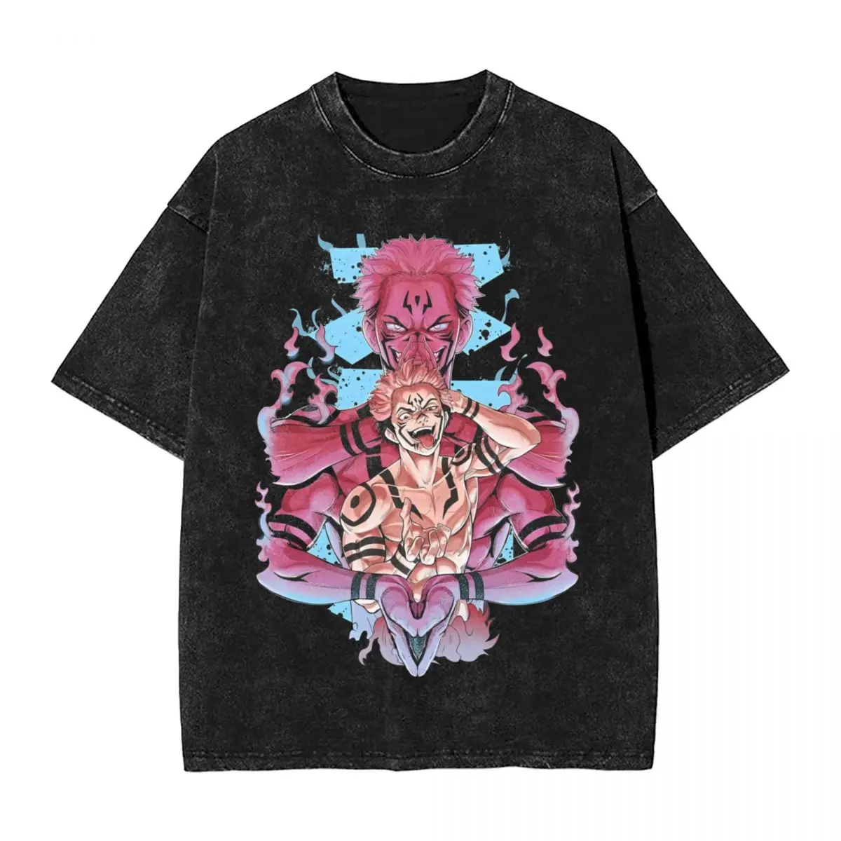 Maglietta lavata Sukuna maglietta Streetwear Anime Manga Jujutsu Kaisen Tees top per uomo donna manica corta Harajuku stampato