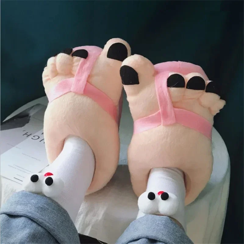 Men Women Winter Slippers Big Feet Creative Couples Funny Slippers House Slides Home Soft Warm Cotton Slider 슬리퍼 Chanclas Hombre