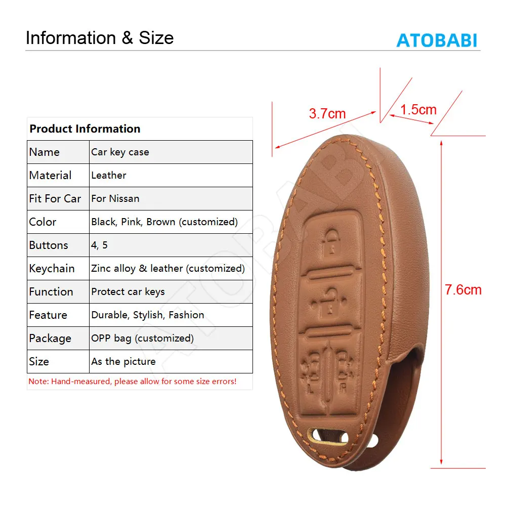 Leder-Autoschlüsselhülle für Nissan Serena C25 C26 C27 Elgrand E52 E51 NV350 Caravan Rooks X-Trail Smart Remote Fobs Shell Cover Tasche – Detail 5