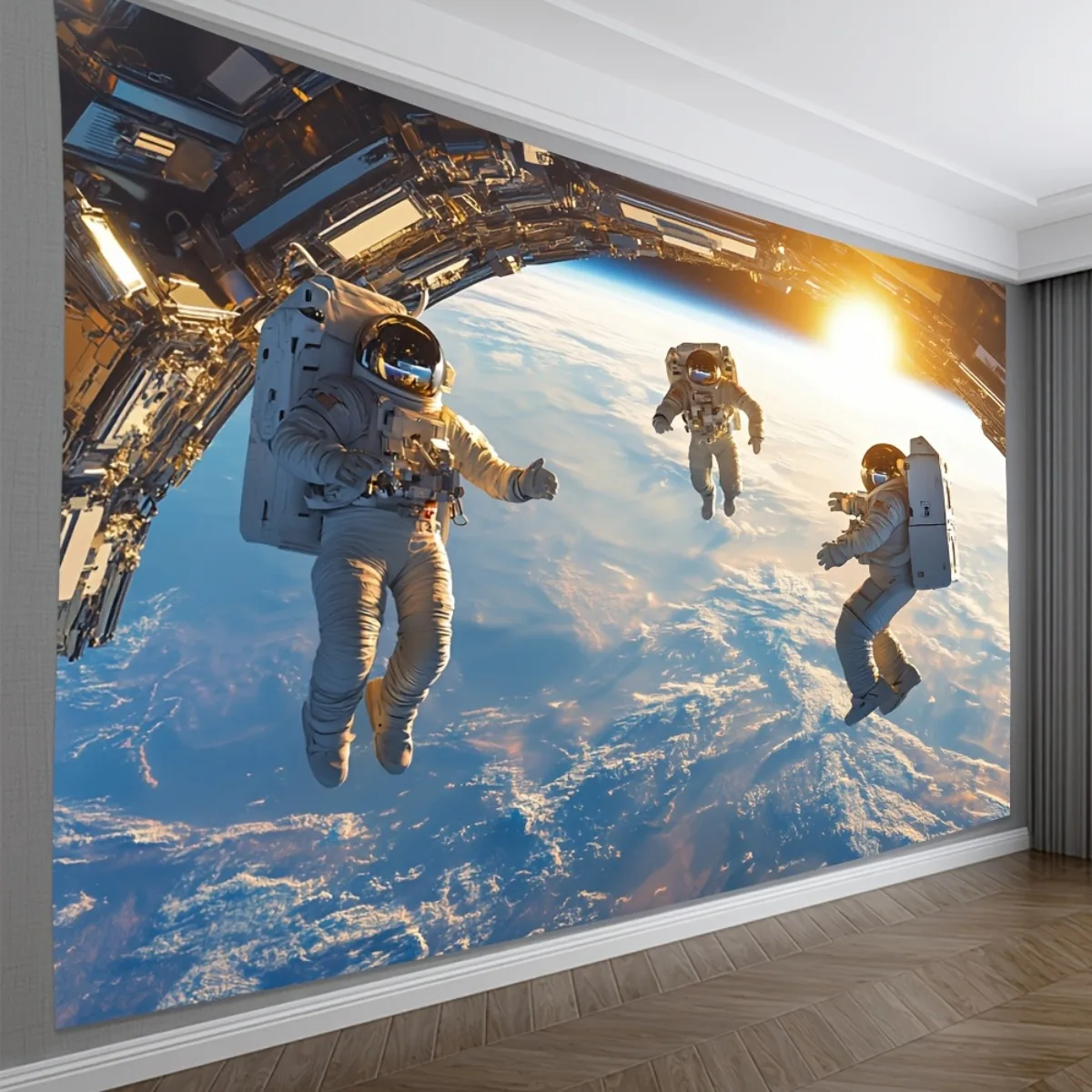 Space Astronaut Tapestry Wall Mural Decor Sci-Fi Earth View Outer Space Exploration Room Hanging Art NASA Science Fiction Galaxy